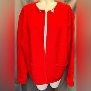 Coldwater Creek Red Vintage 100% Wool Cardigan Size Medium